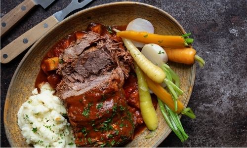 Slow-Braised Beef In Red Wine Gravy
